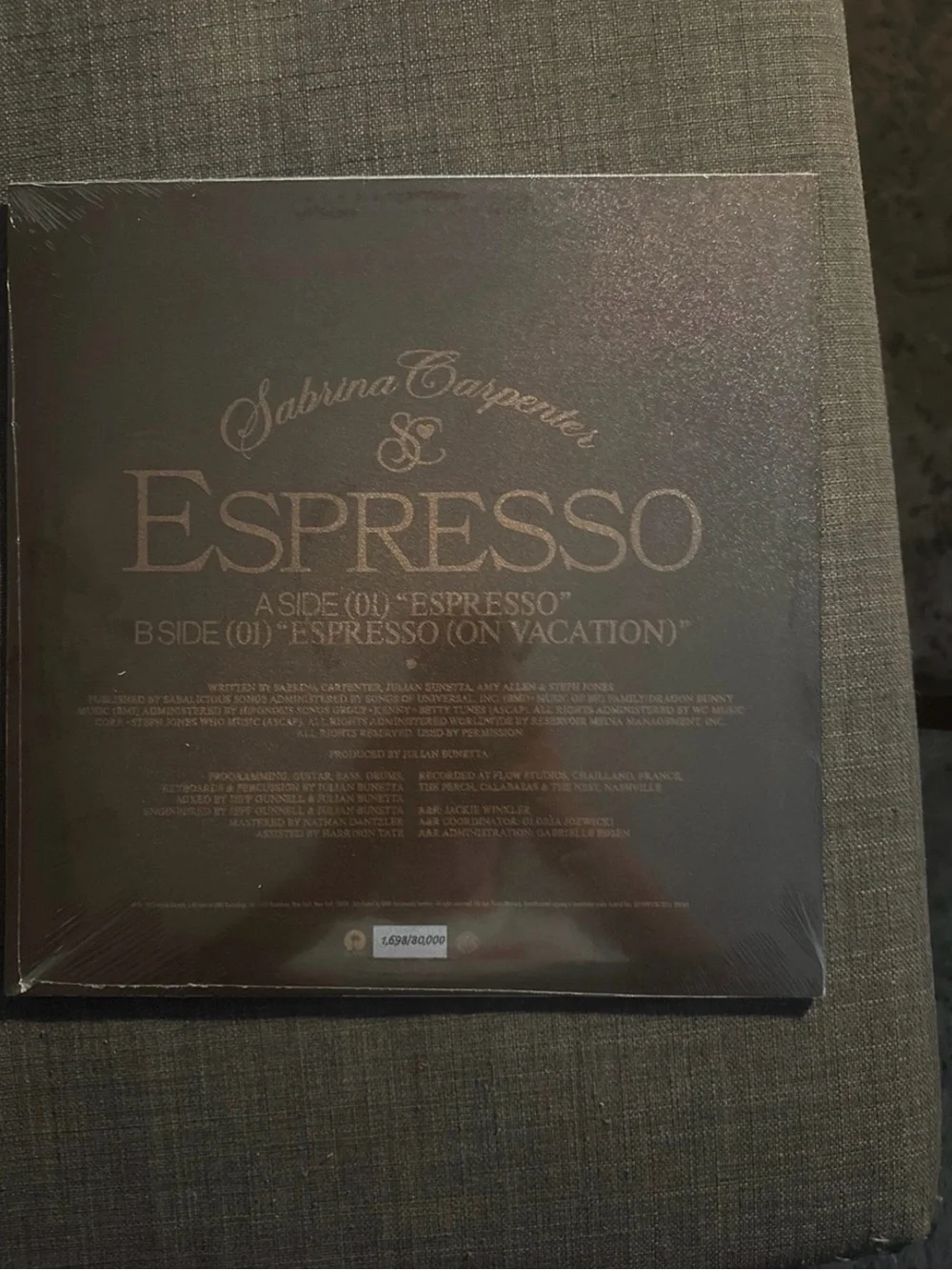 Espresso Liquid Filled vinyl - Metallic Silver & Black Home Decor